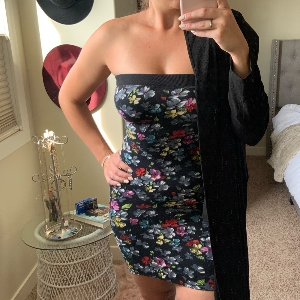 French Connection Floral Mini Dress - Black and Multicolor